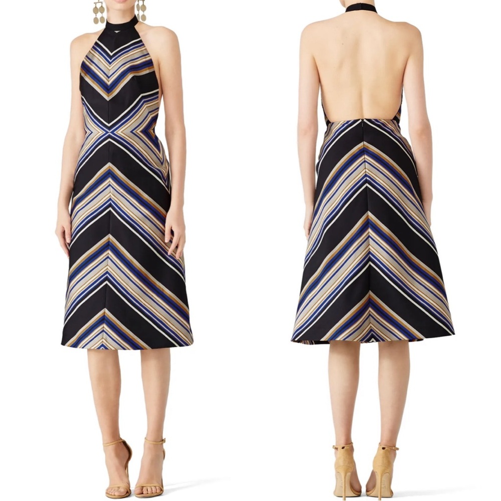 Rare Martin Grant Ready to Wear Collection  Striped Halter Midi Dress